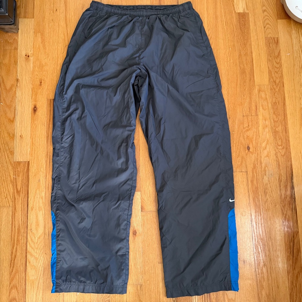 Y2K Nike Wind Pants XXL Black Blue Baggy Nylon Mesh Lined Track Streetwear